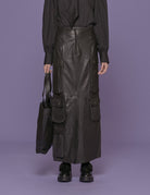 maxigonna pelle nero - fermas club - gonna