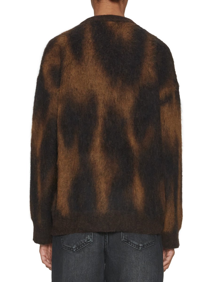 maxipull girocollo baby alpaca lana maculato marrone - roberto collina - pullover