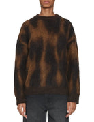 maxipull girocollo baby alpaca lana maculato marrone - roberto collina - pullover