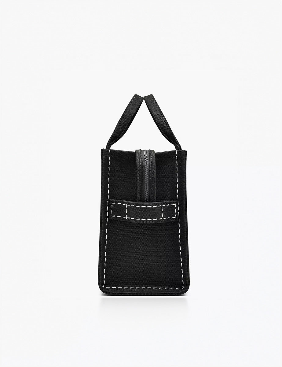 medium tote bag canvas trompe l'oeil nero - Frida SRL