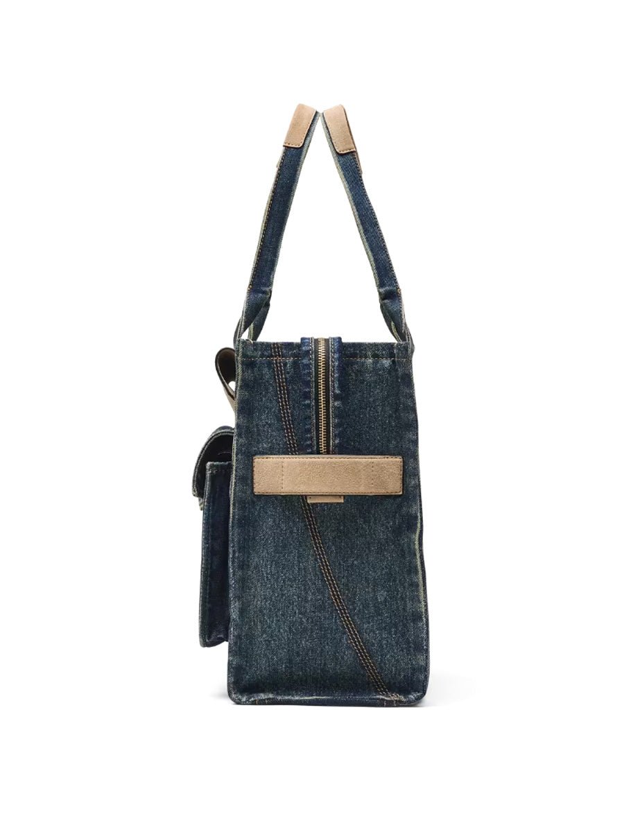 medium tote bag jeans dark wash indigo - marc jacobs - shopper
