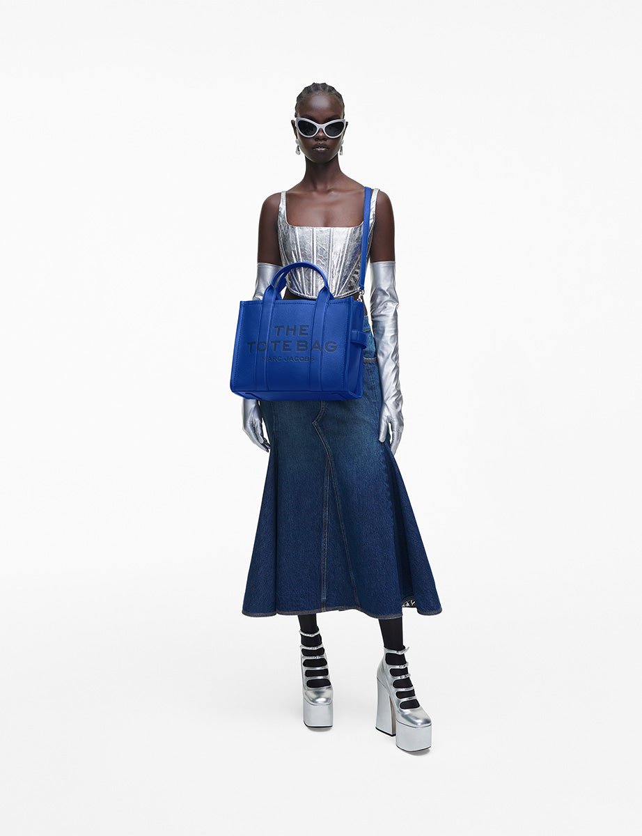 medium tote bag leather cobalt - marc jacobs - shopper