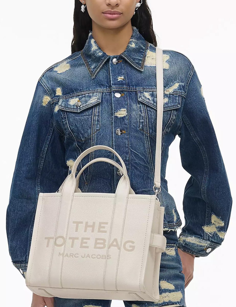 medium tote bag leather cotton silver - marc jacobs - shopper