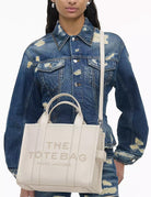 medium tote bag leather cotton silver - Frida SRL