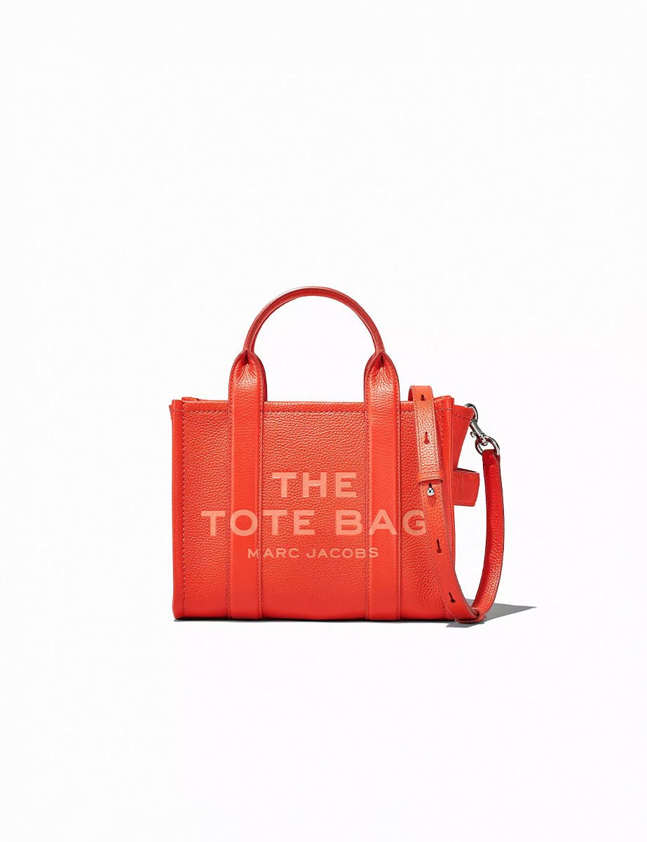 medium tote bag leather electric orange - marc jacobs - shopper
