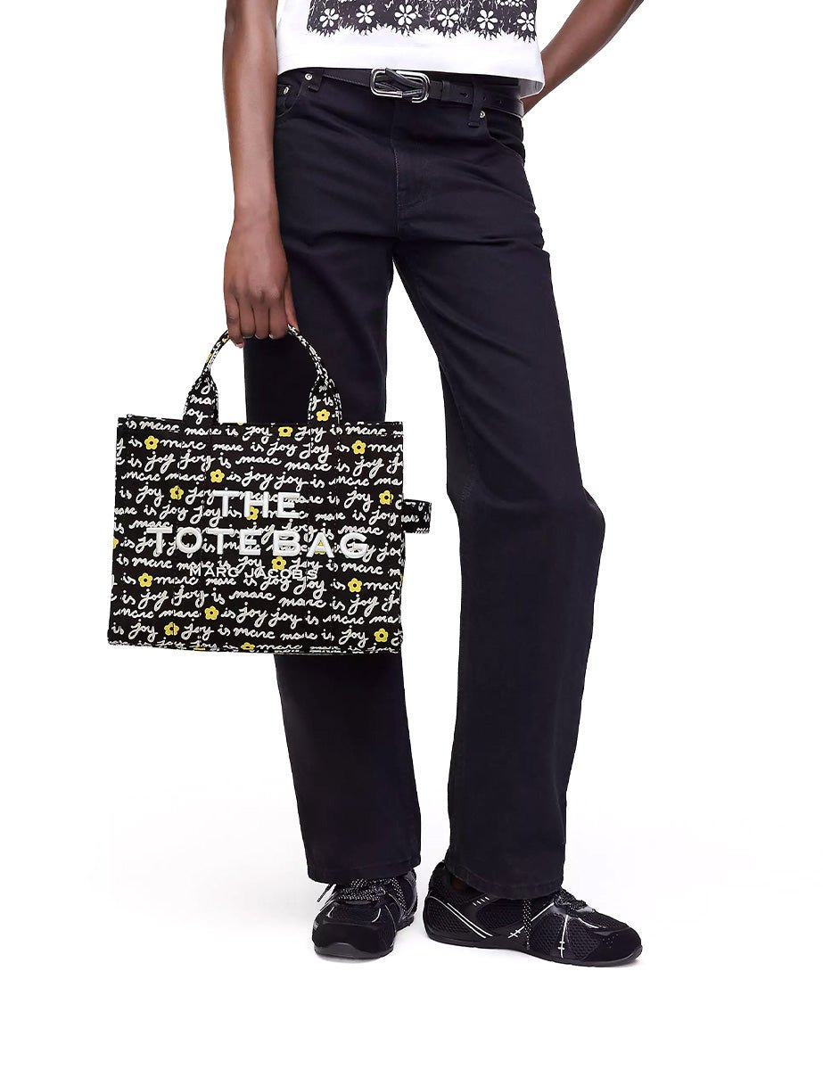 medium tote bag scritte canvas black - marc jacobs - shopper