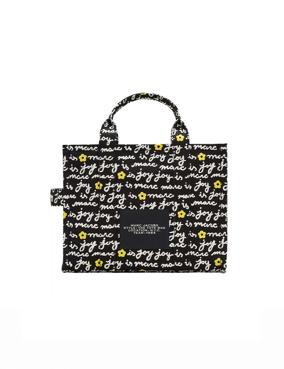 medium tote bag scritte canvas black - marc jacobs - shopper