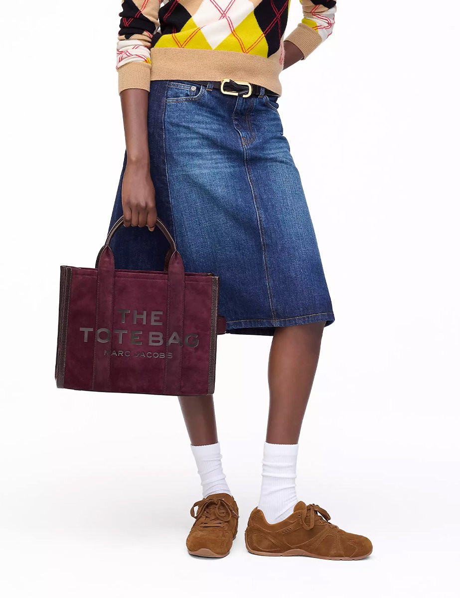 medium tote bag suede dark plum - marc jacobs - shopper