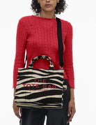 medium tote bag zebrato black white - Frida SRL