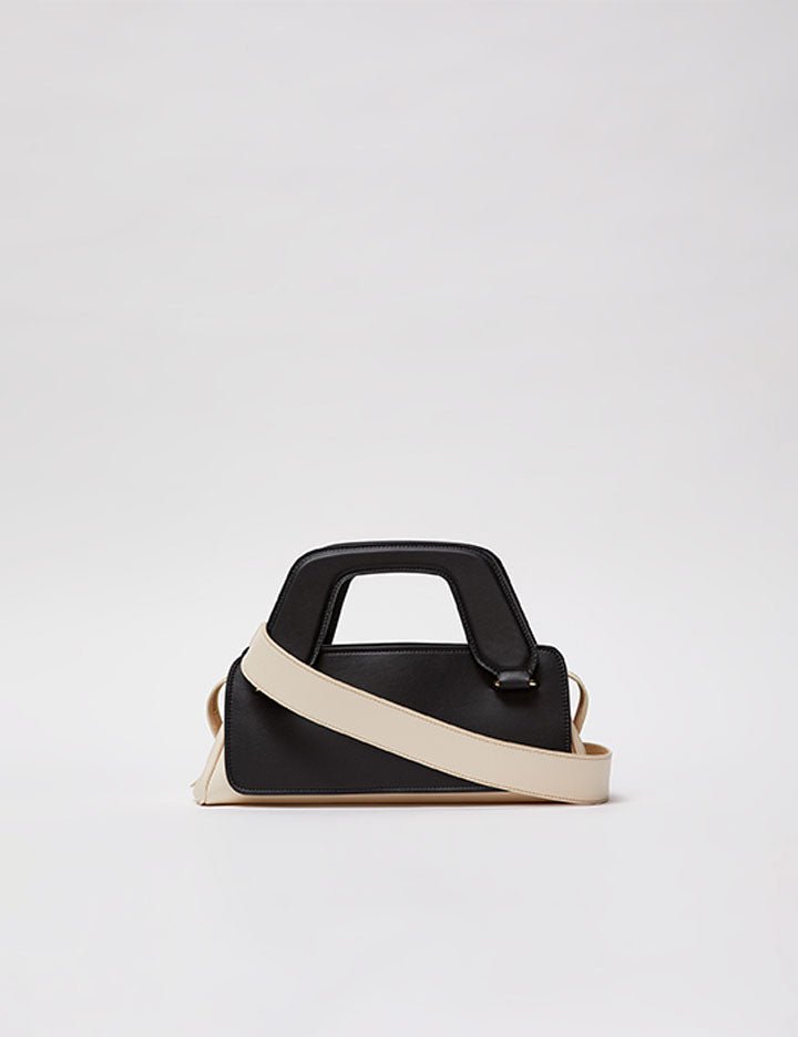 mini olivia tote bag nero e panna - Frida SRL