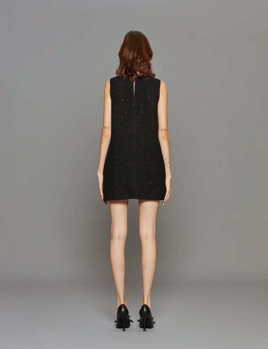 miniabito boucle strass e colletto nero - n21 alessandro dell'acqua - miniabito