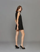 miniabito boucle strass e colletto nero - Frida SRL