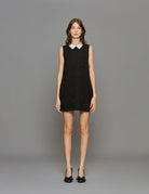 miniabito boucle strass e colletto nero - Frida SRL