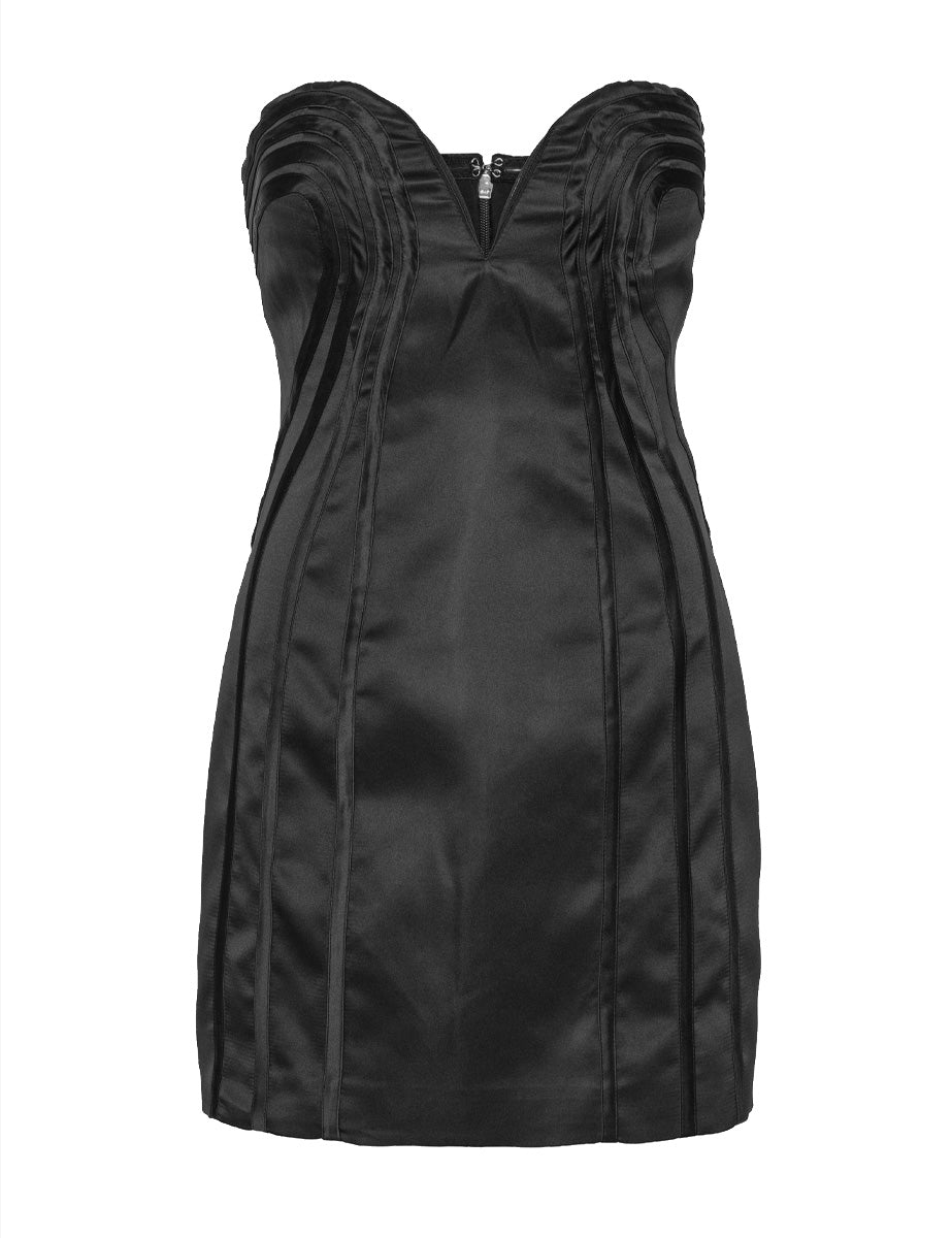 miniabito satin black - rotate - miniabito