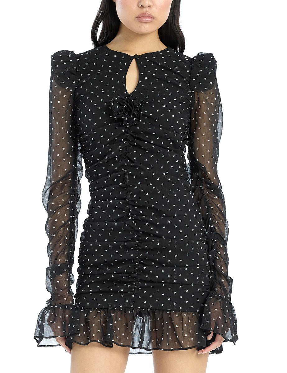 miniabito stampa micro fiorellini nero - rotate - miniabito