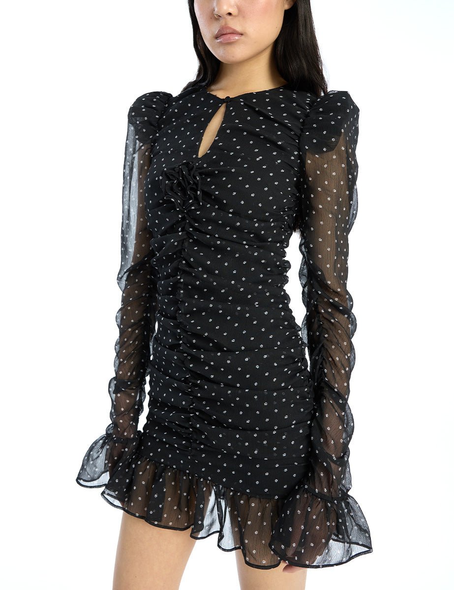 miniabito stampa micro fiorellini nero - rotate - miniabito