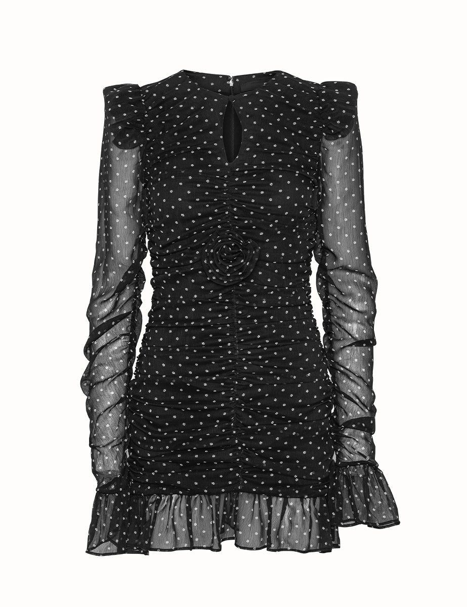 miniabito stampa micro fiorellini nero - rotate - miniabito