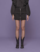 minigonna denim zip nero - haikure - minigonna
