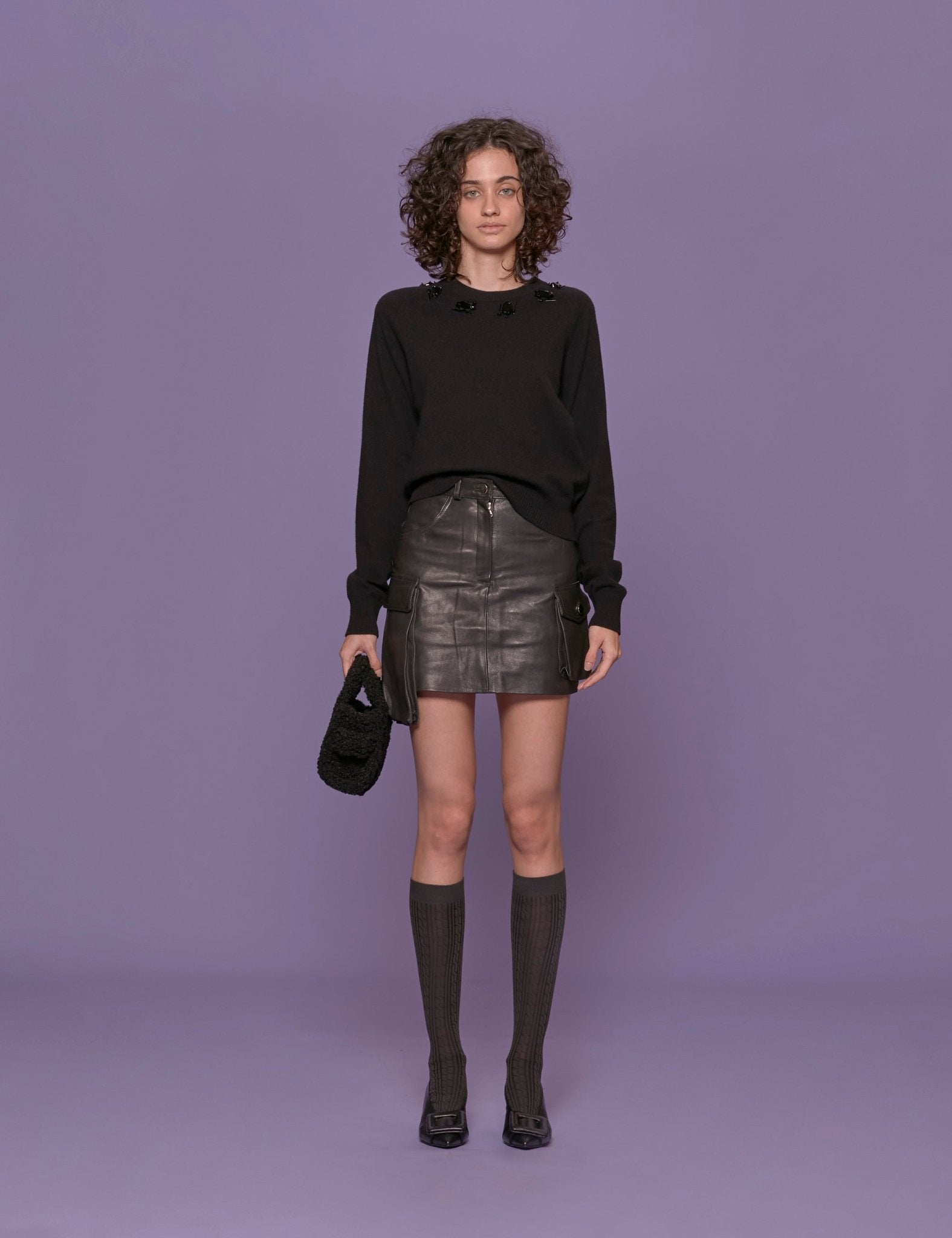 minigonna pelle nero - fermas club - minigonna