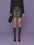 minigonna pelle nero - fermas club - minigonna