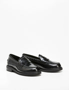 mocassino abrasivato borchiette nero - Frida SRL