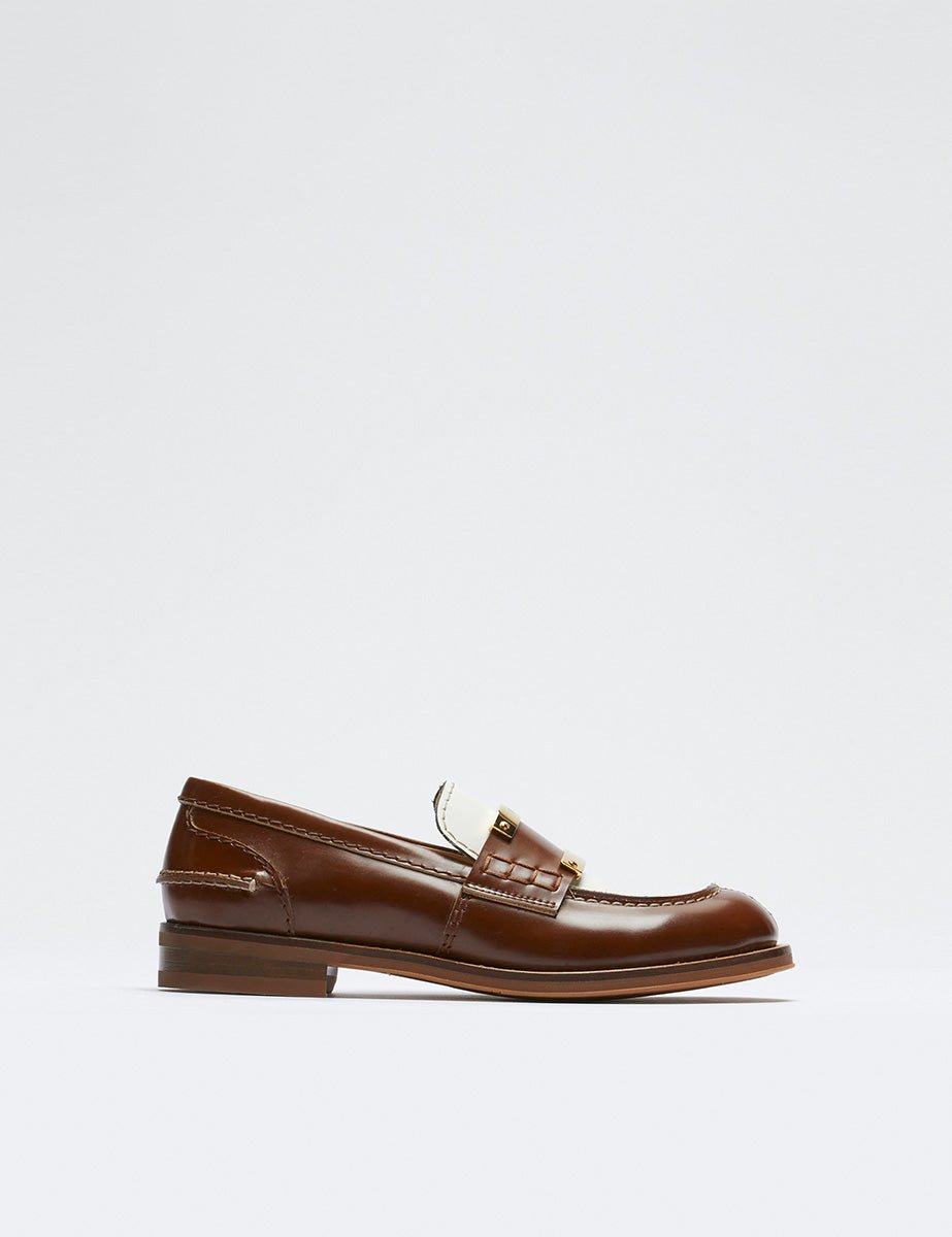 mocassino bicolore logo brown - Frida SRL