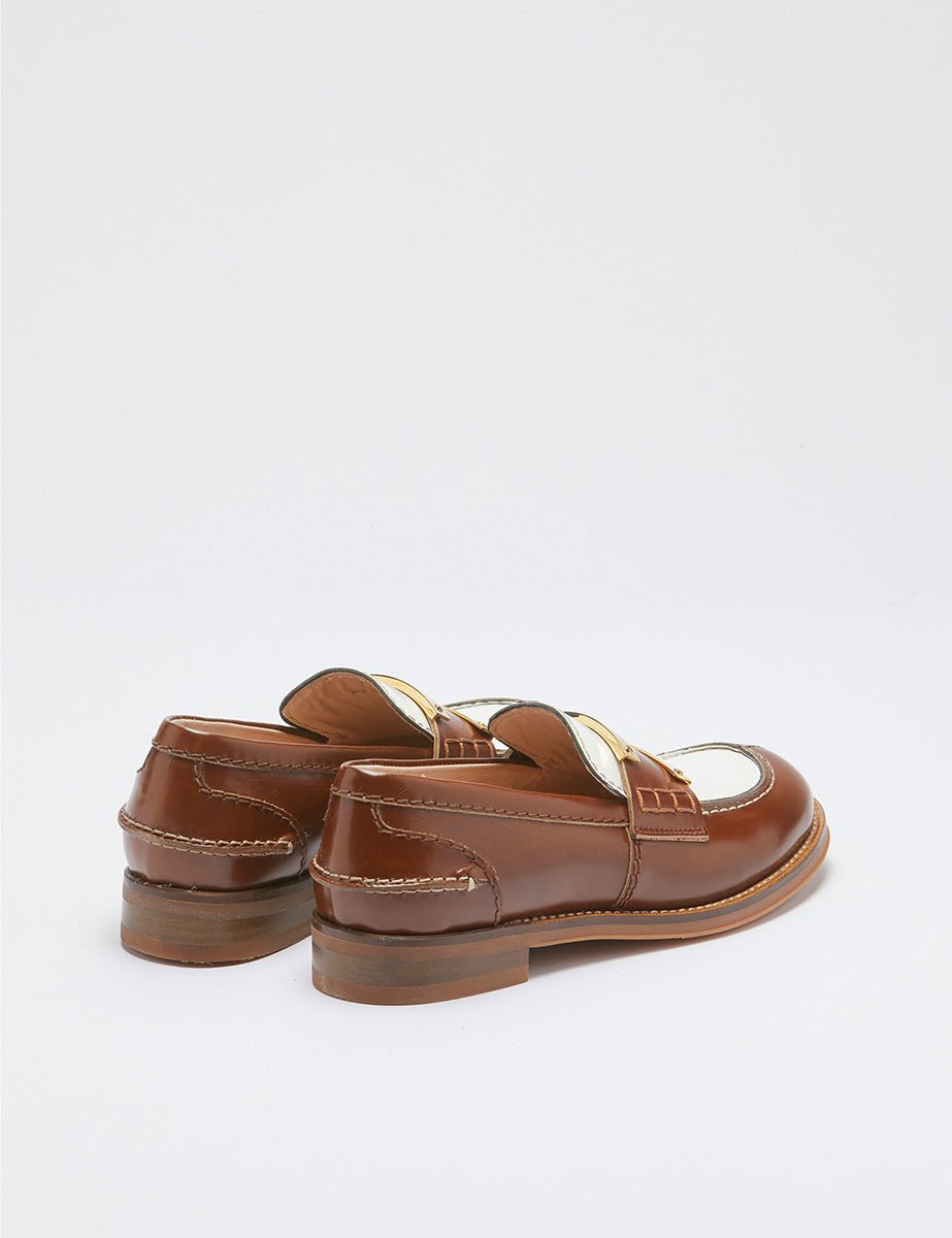 mocassino bicolore logo brown - Frida SRL