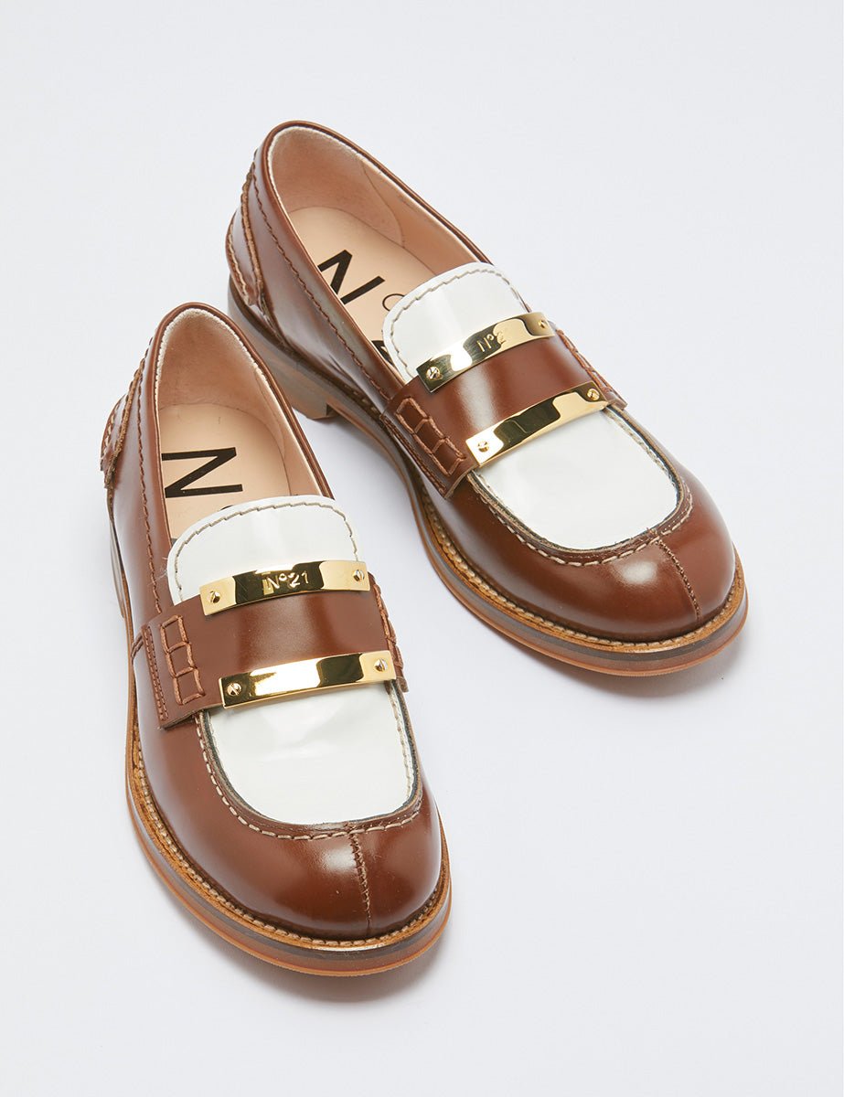 mocassino bicolore logo brown - n21 alessandro dell'acqua - mocassino