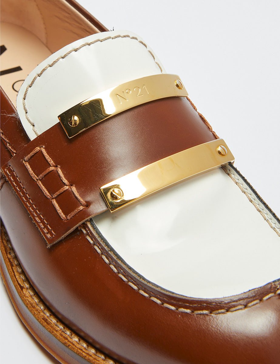 mocassino bicolore logo brown - Frida SRL