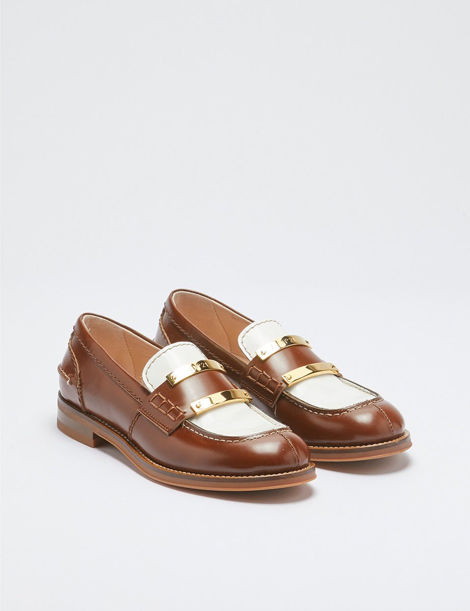 mocassino bicolore logo brown - Frida SRL