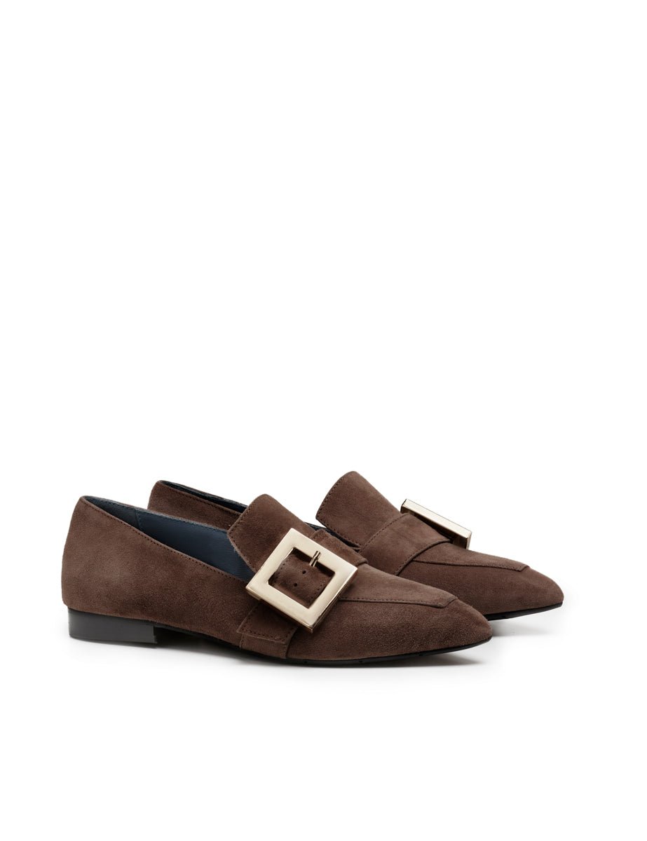 mocassino fibbia camoscio moro - blufrida - mocassino