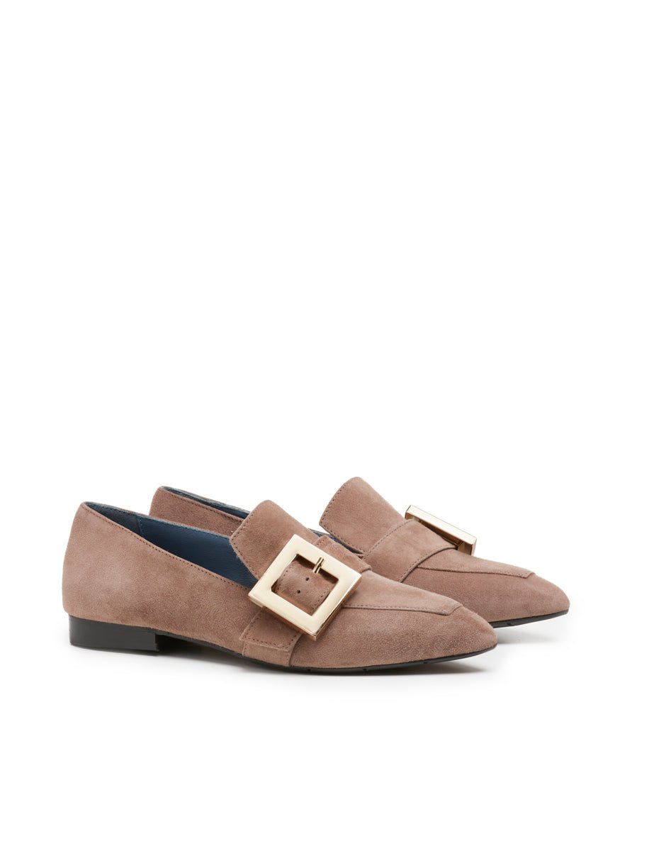 mocassino fibbia camoscio tortora - blufrida - mocassino