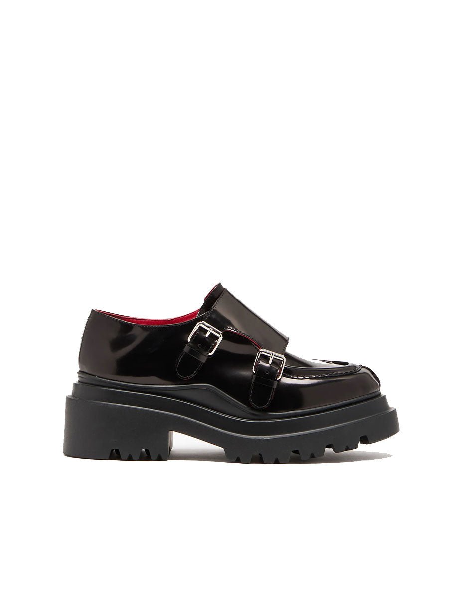 mocassino fibbie pelle nero - plan c - mocassino
