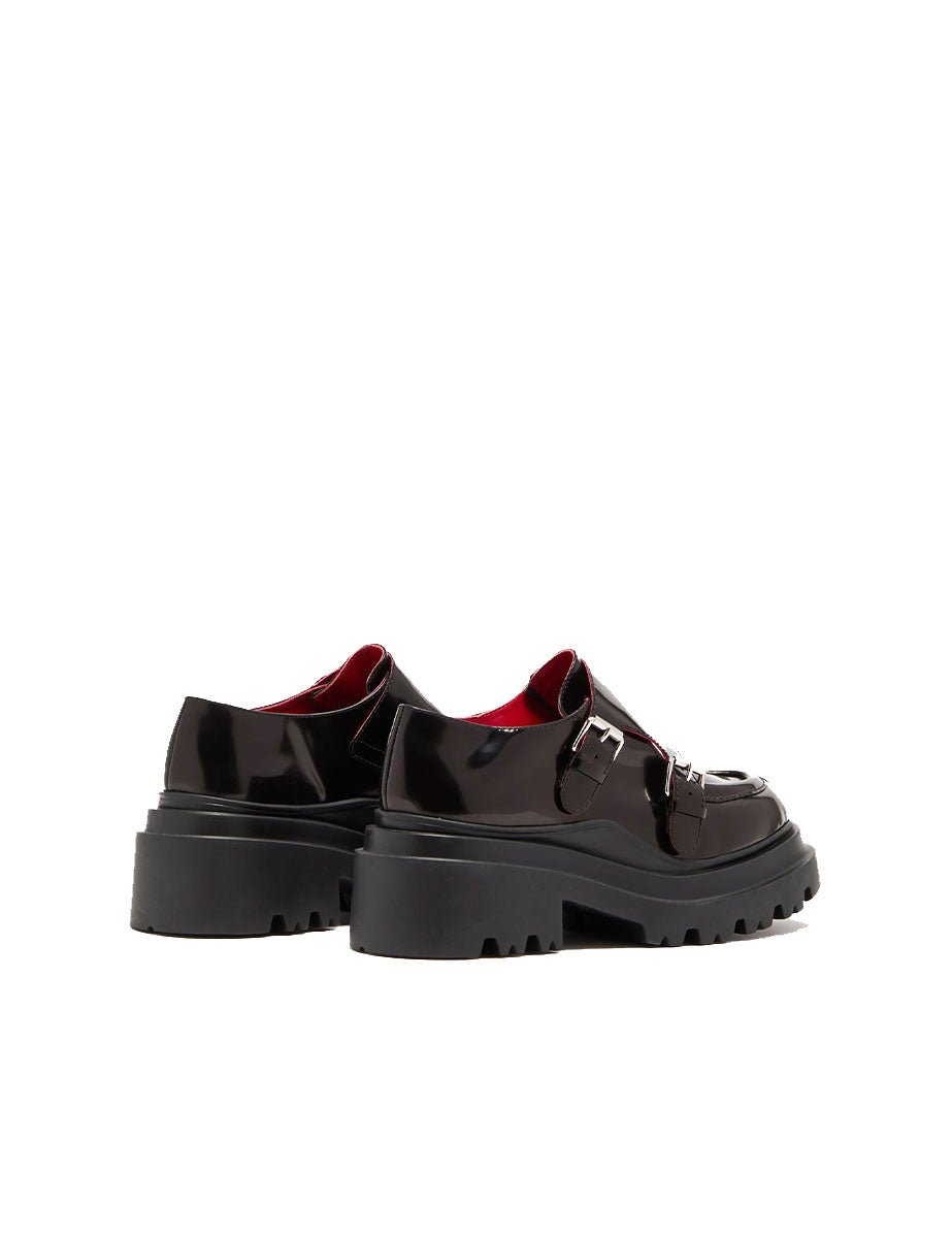 mocassino fibbie pelle nero - plan c - mocassino