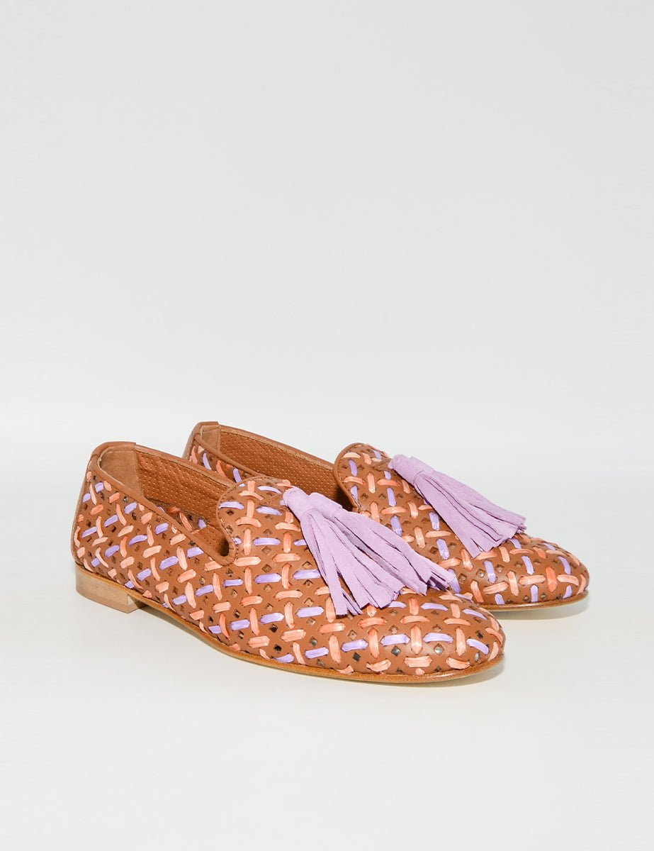 mocassino intreccio cuoio glicine - poesie veneziane - mocassino