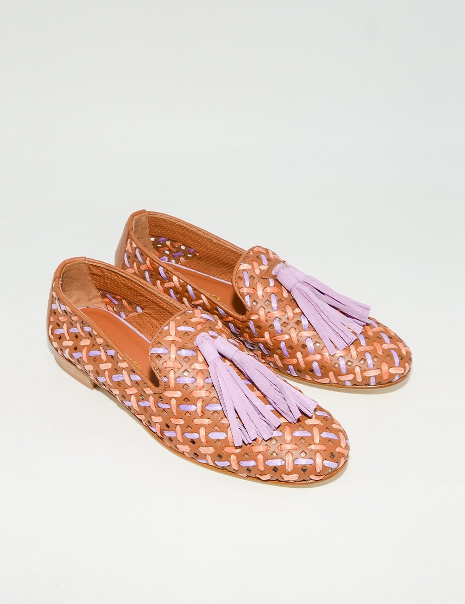 mocassino intreccio cuoio glicine - poesie veneziane - mocassino