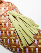 mocassino intreccio cuoio verde acido - poesie veneziane - mocassino