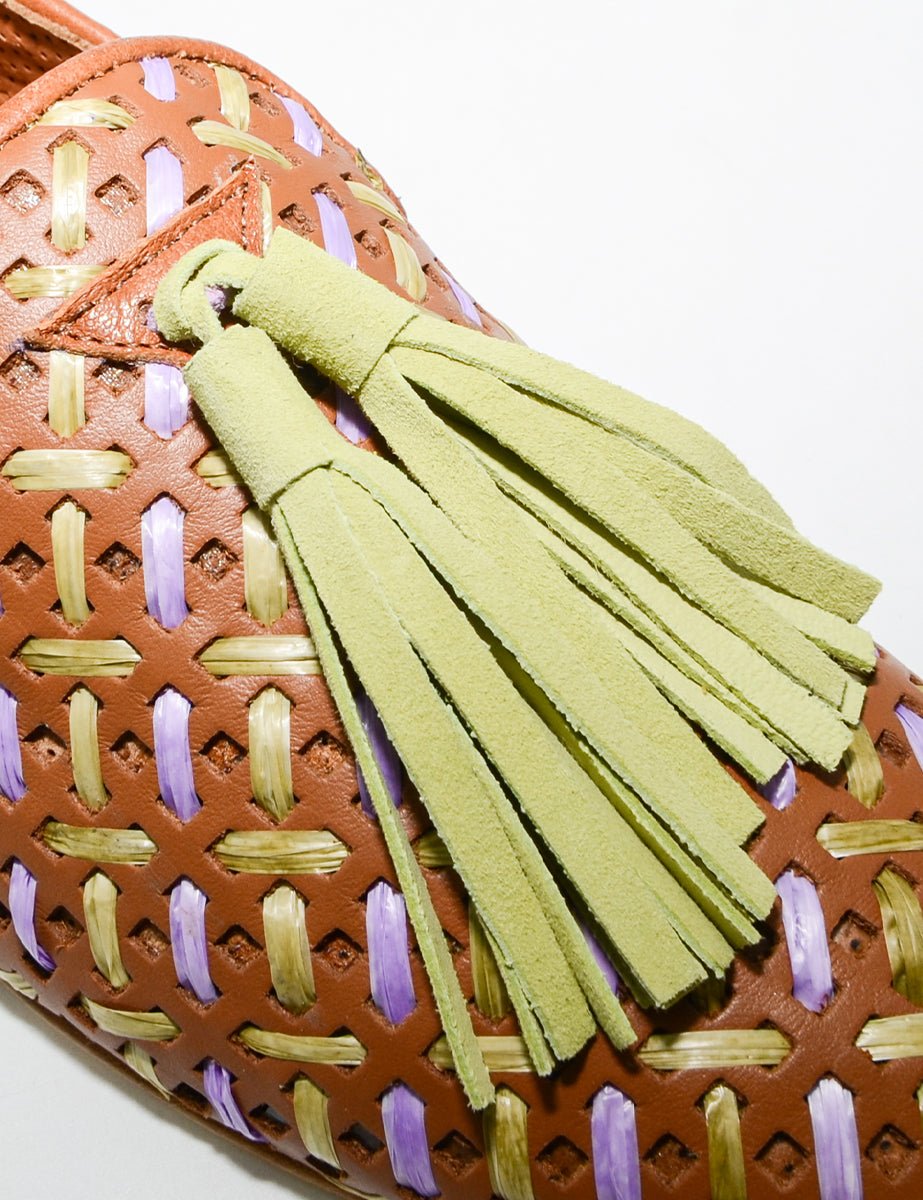 mocassino intreccio cuoio verde acido - poesie veneziane - mocassino