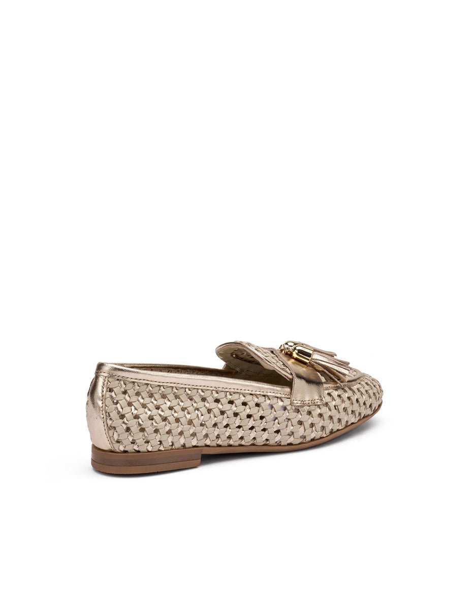 mocassino intreccio nappine oro panna - frau - mocassino