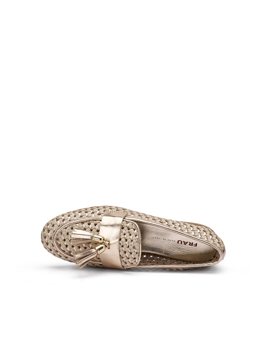 mocassino intreccio nappine oro panna - frau - mocassino