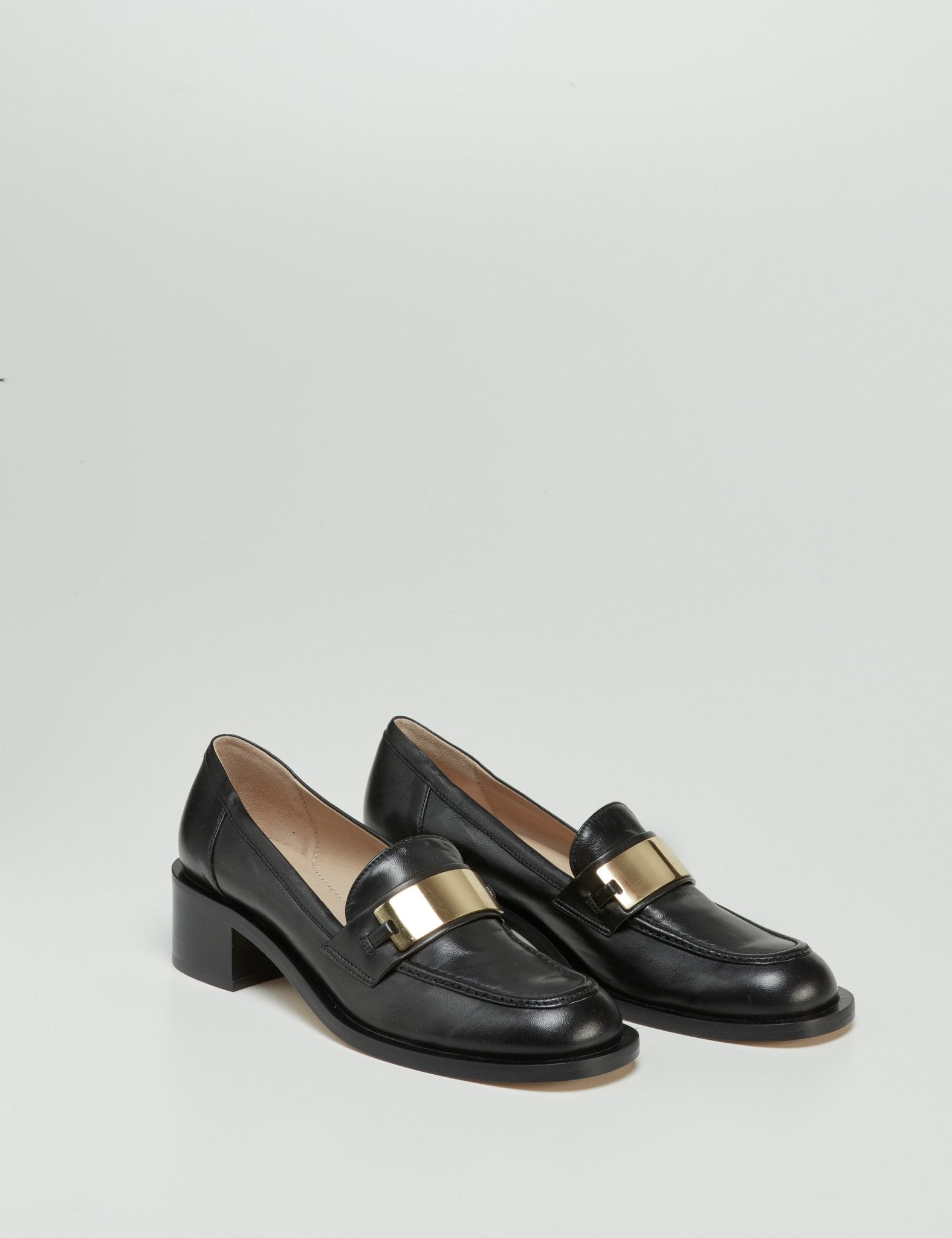 mocassino piastra nero - pomme d'or - decollete tacco