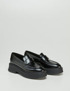 mocassino platform spazzolato nero - halmanera - mocassino