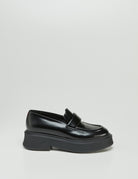 mocassino platform spazzolato nero - halmanera - mocassino