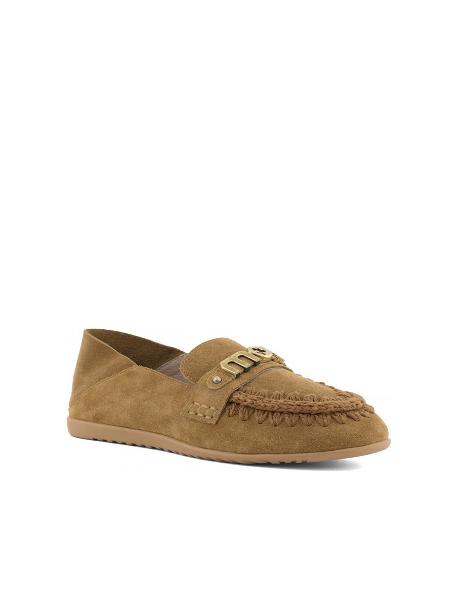 mocassino suede slip on cognac - mou - ballerina