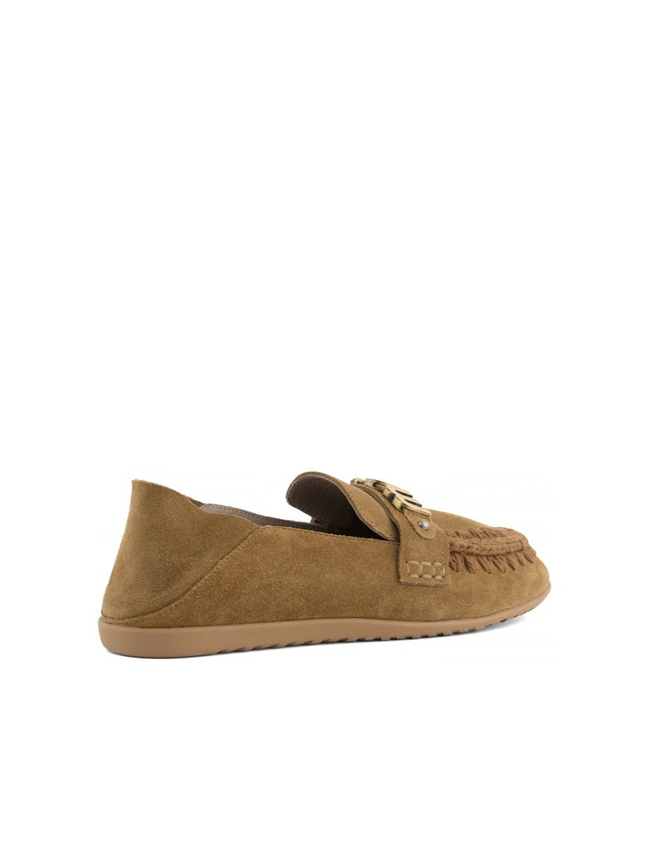 mocassino suede slip on cognac - mou - ballerina