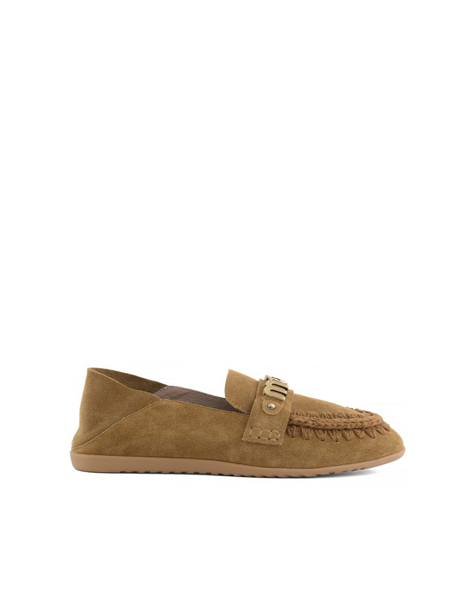 mocassino suede slip on cognac - mou - ballerina