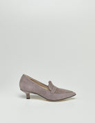 mocassino tacco camoscio lilla - Frida SRL