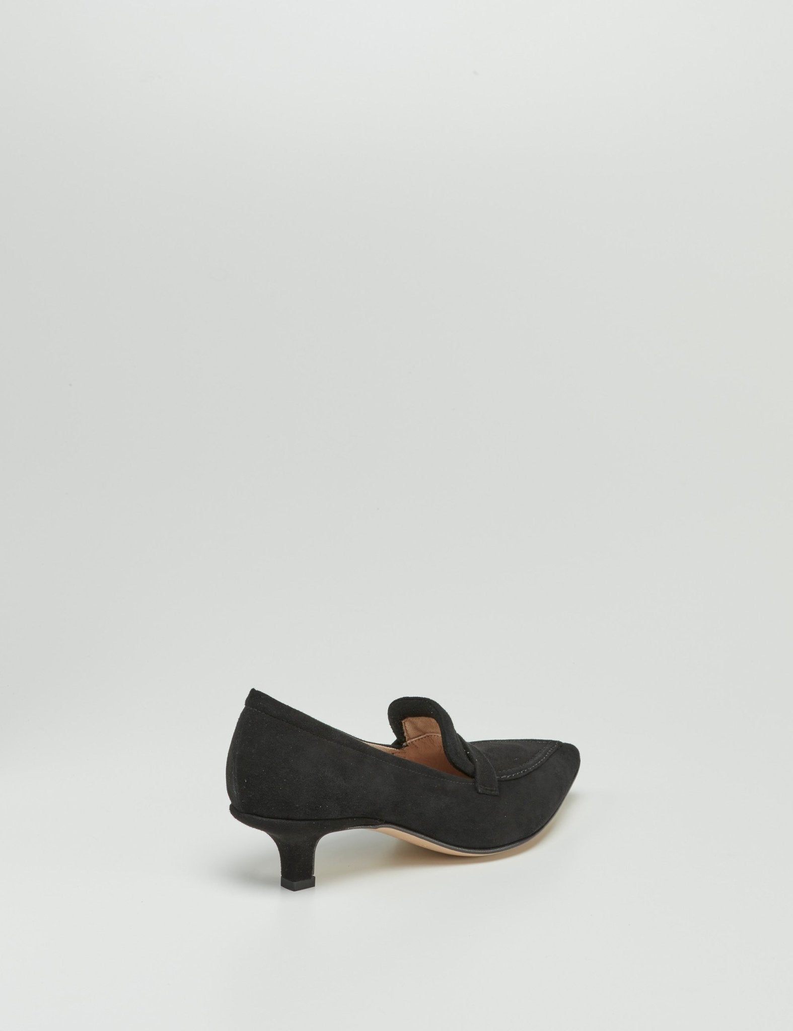 mocassino tacco camoscio nero - Frida SRL