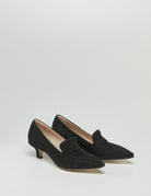 mocassino tacco camoscio nero - Frida SRL