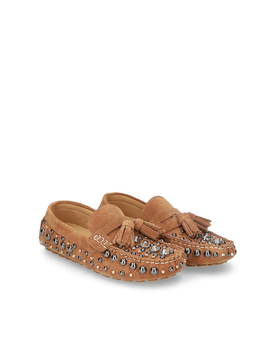 mocassino velour pietre camel - strategia - mocassino